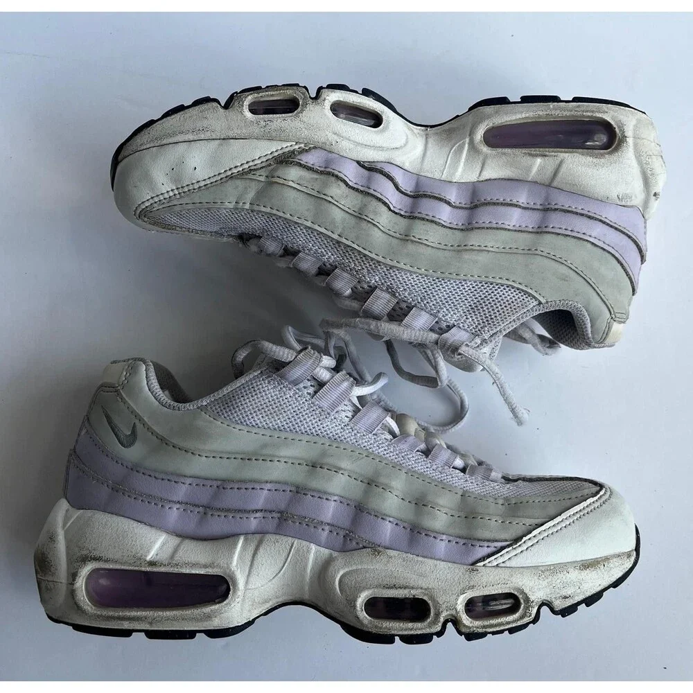 Nike Air Max 95 White Lavender Youth 4.5Y Sneakers